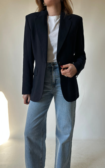 Pure wool slim black blazer