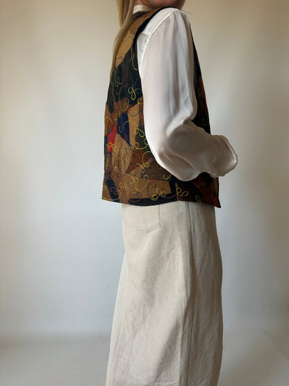 Patchwork leather vest