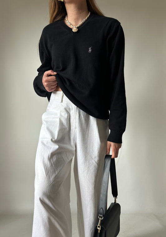 RALPH LAUREN black cotton sweater