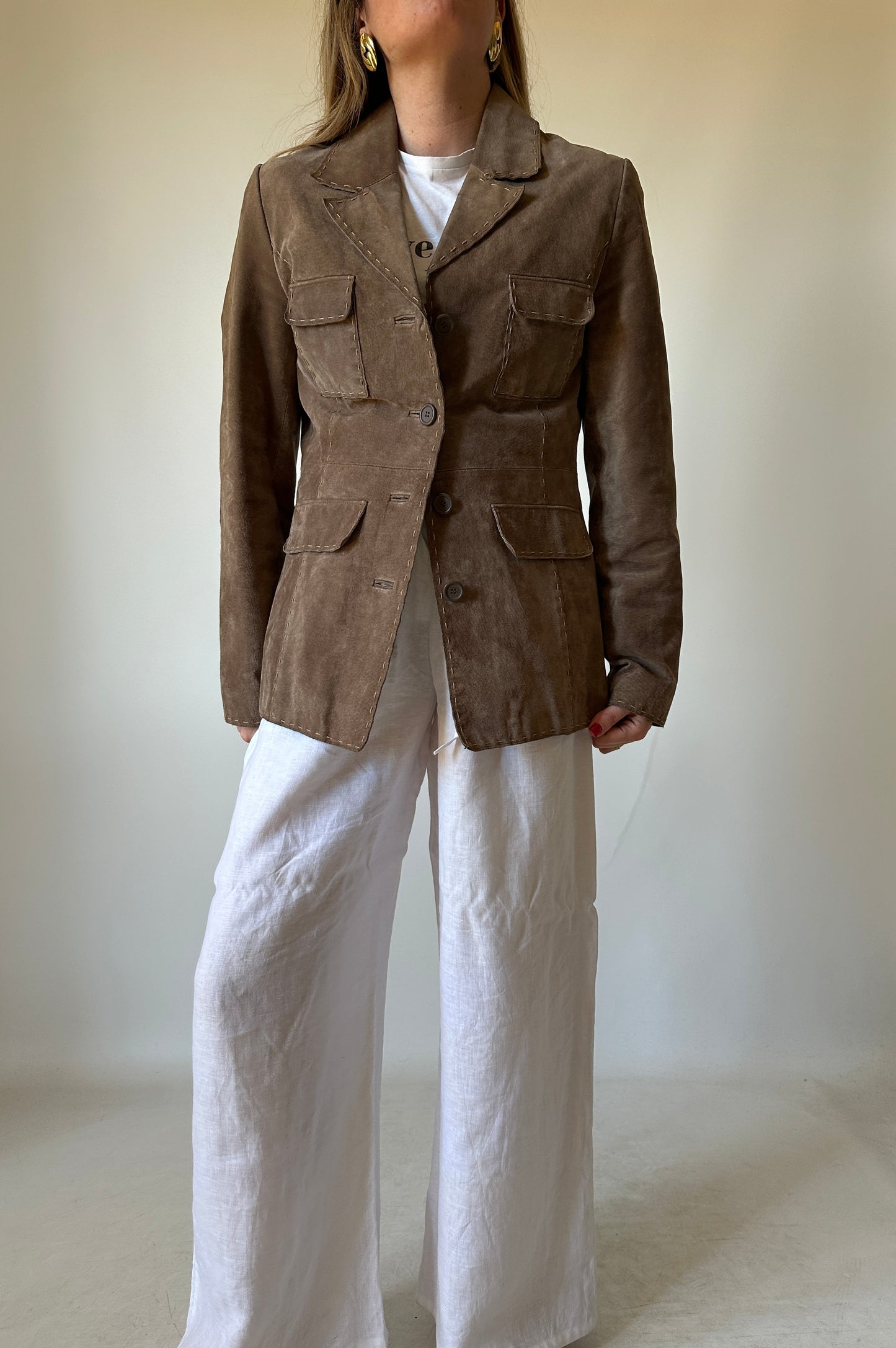 Suede slim utility jacket