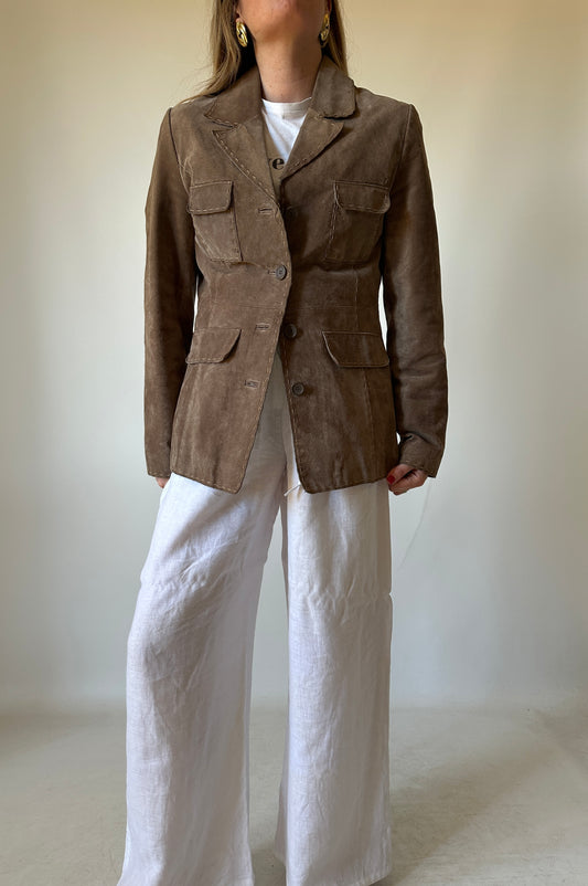 Suede slim utility jacket