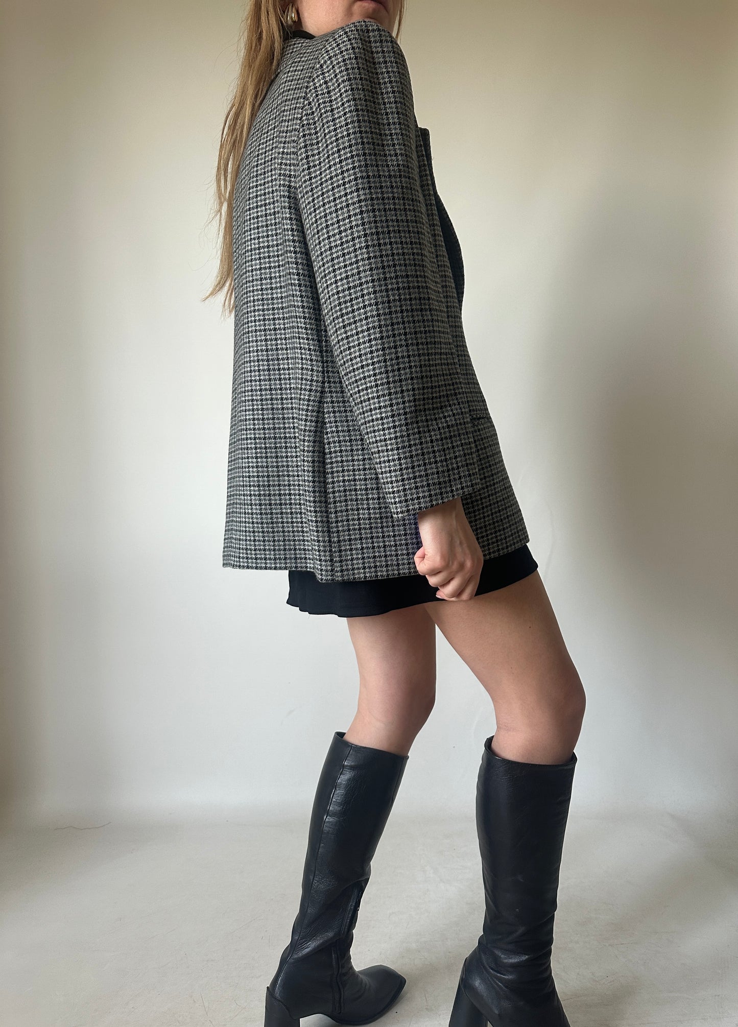 Pied de poule grey wool blazer