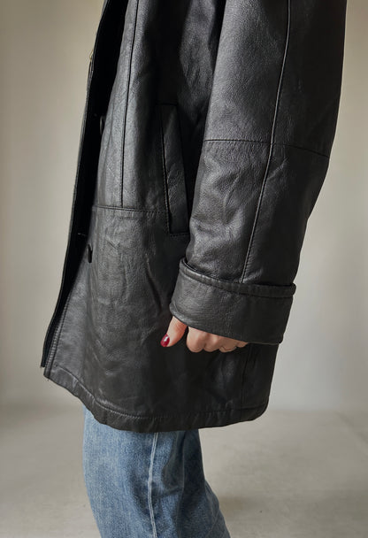 Giaccone in pelle nero