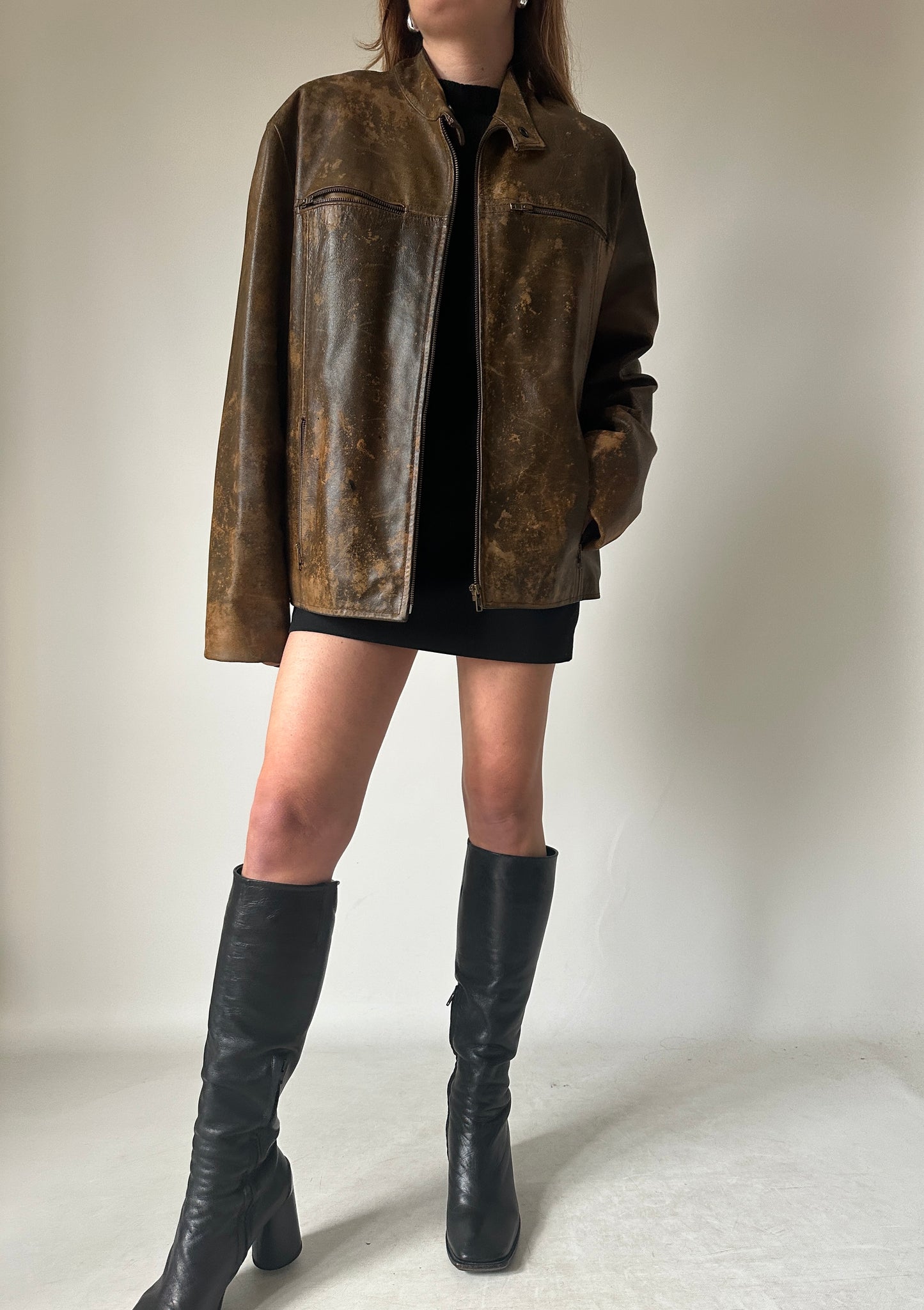 Dreamy distressed rusted leather biker