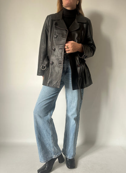 Chocolate petite leather jacket