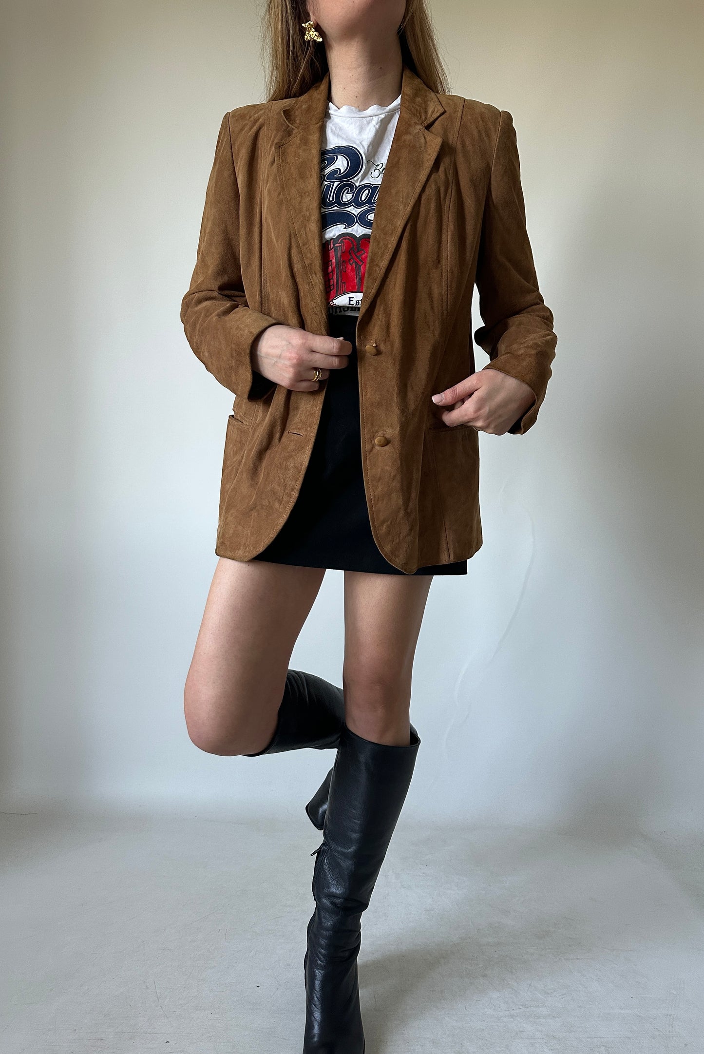 Petite suede blazer