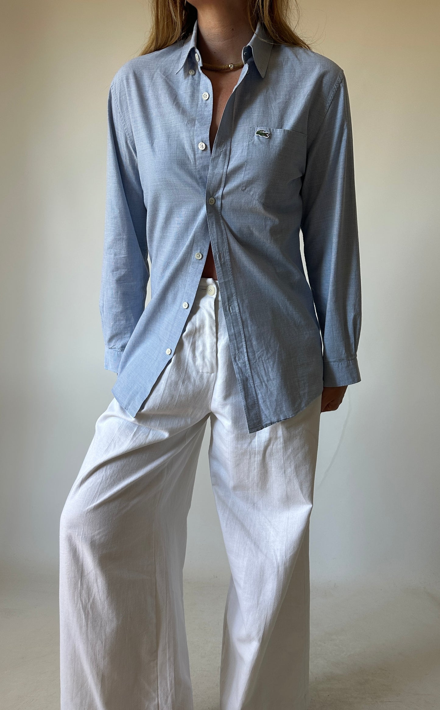LA COSTE light blue petite shirt