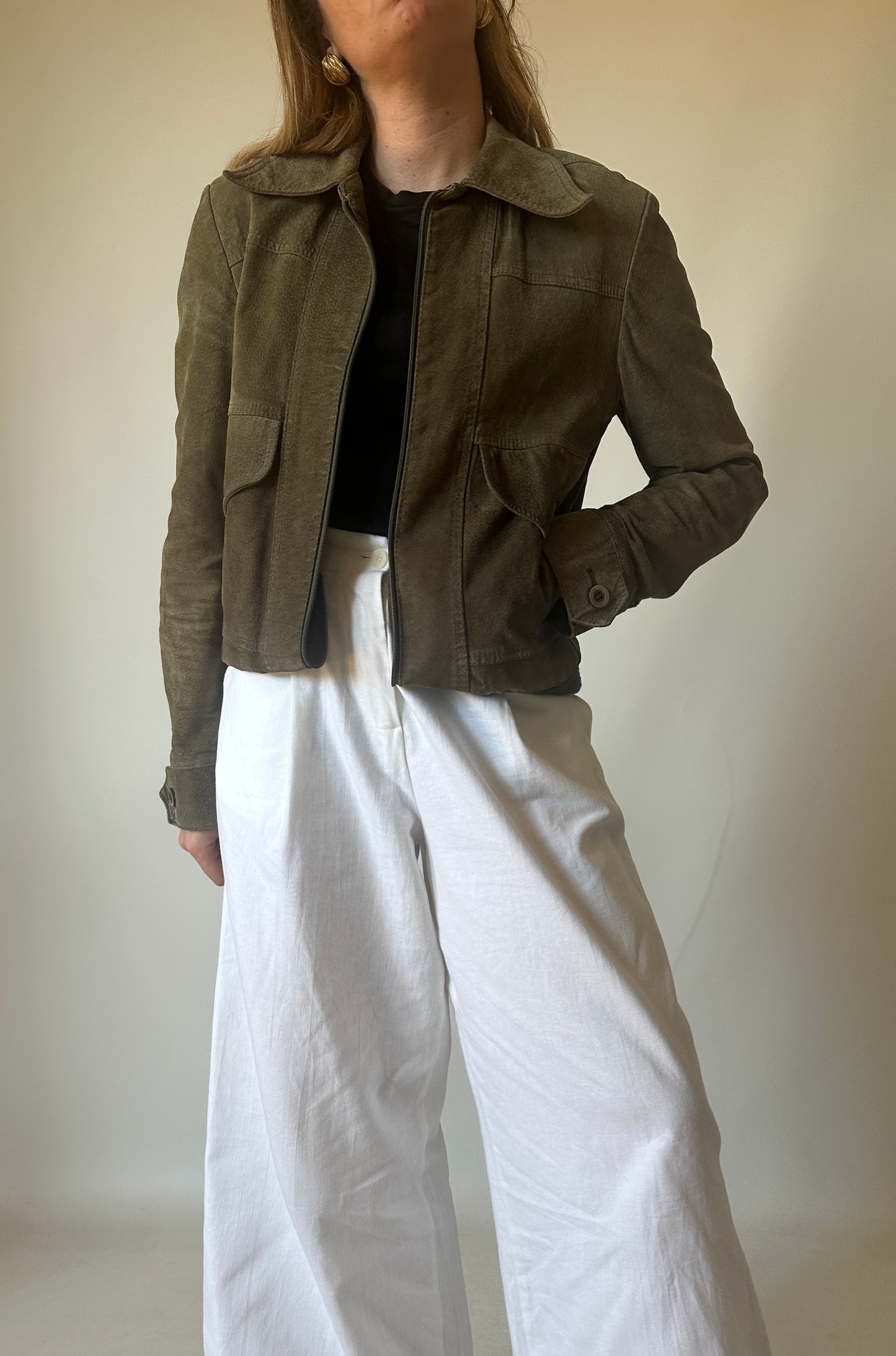 Verdone petite suede bomber