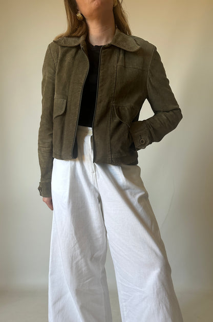 Verdone petite suede bomber