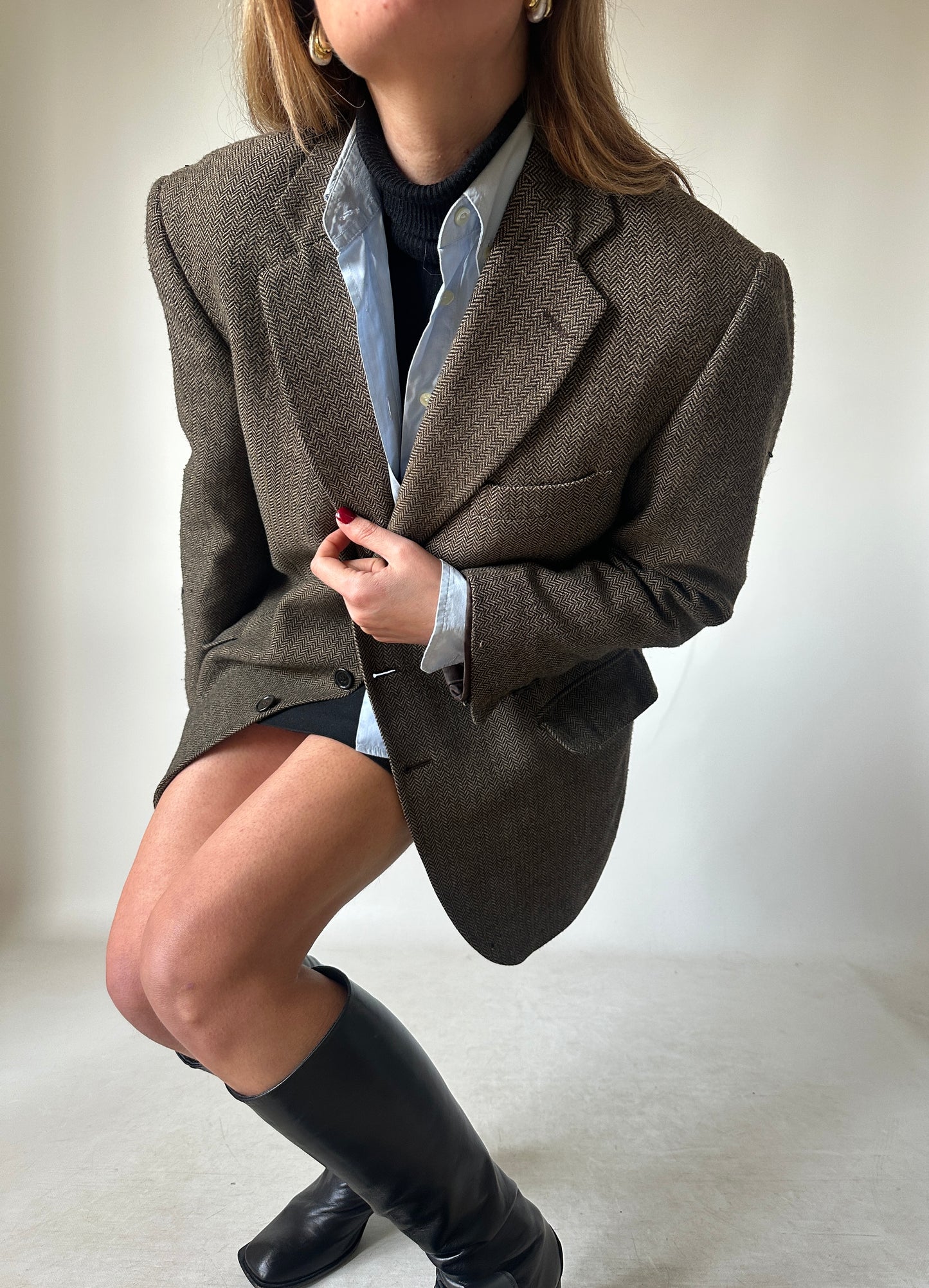 Blazer spigato marrone