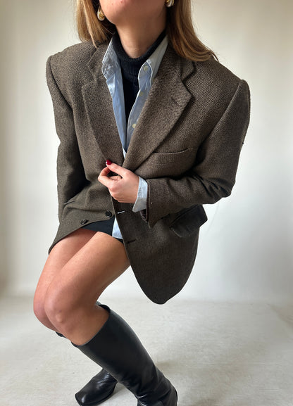 Blazer spigato marrone