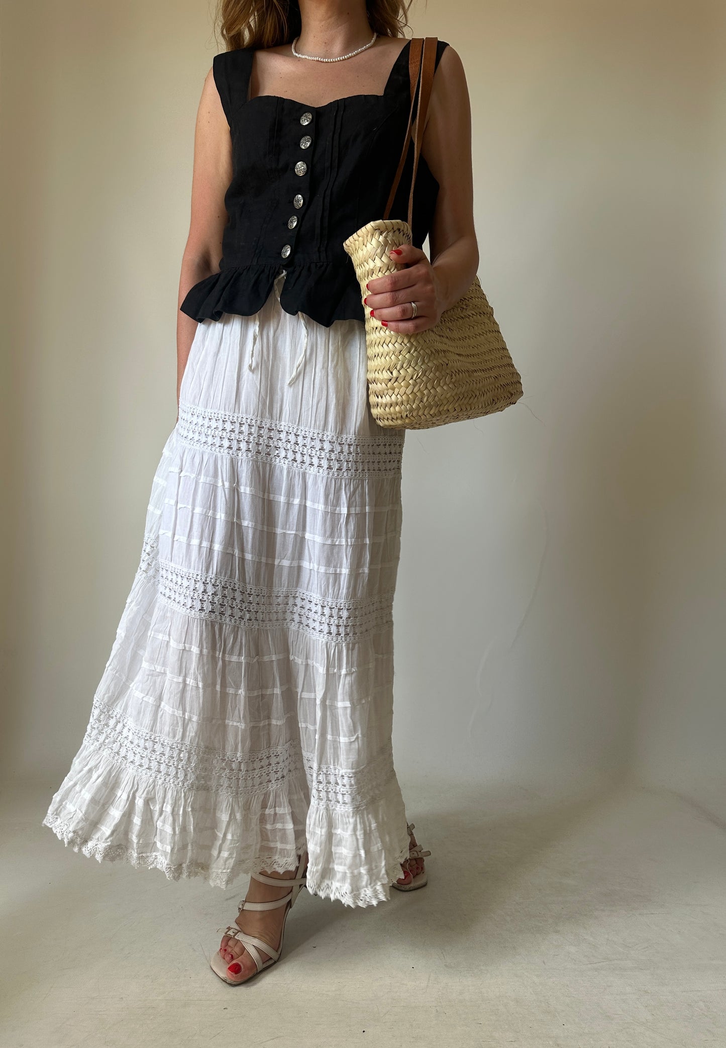 Unique embroidered white skirt