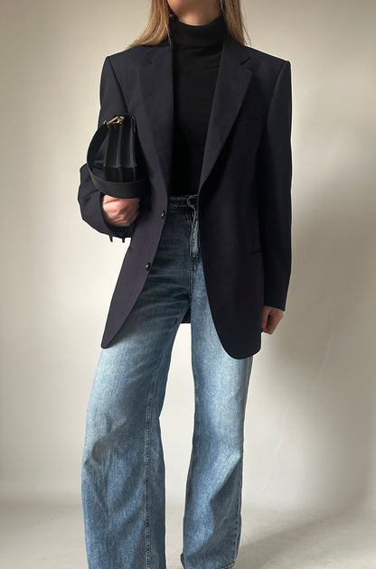 Elegant navy pure wool blazer