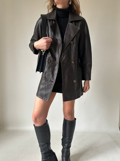 Chocolate petite leather jacket