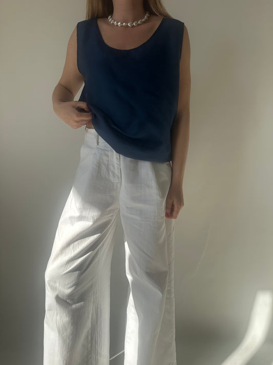 Canotta navy in pura seta