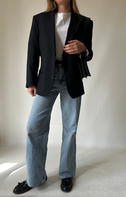 Blazer nero fresco lana merinos