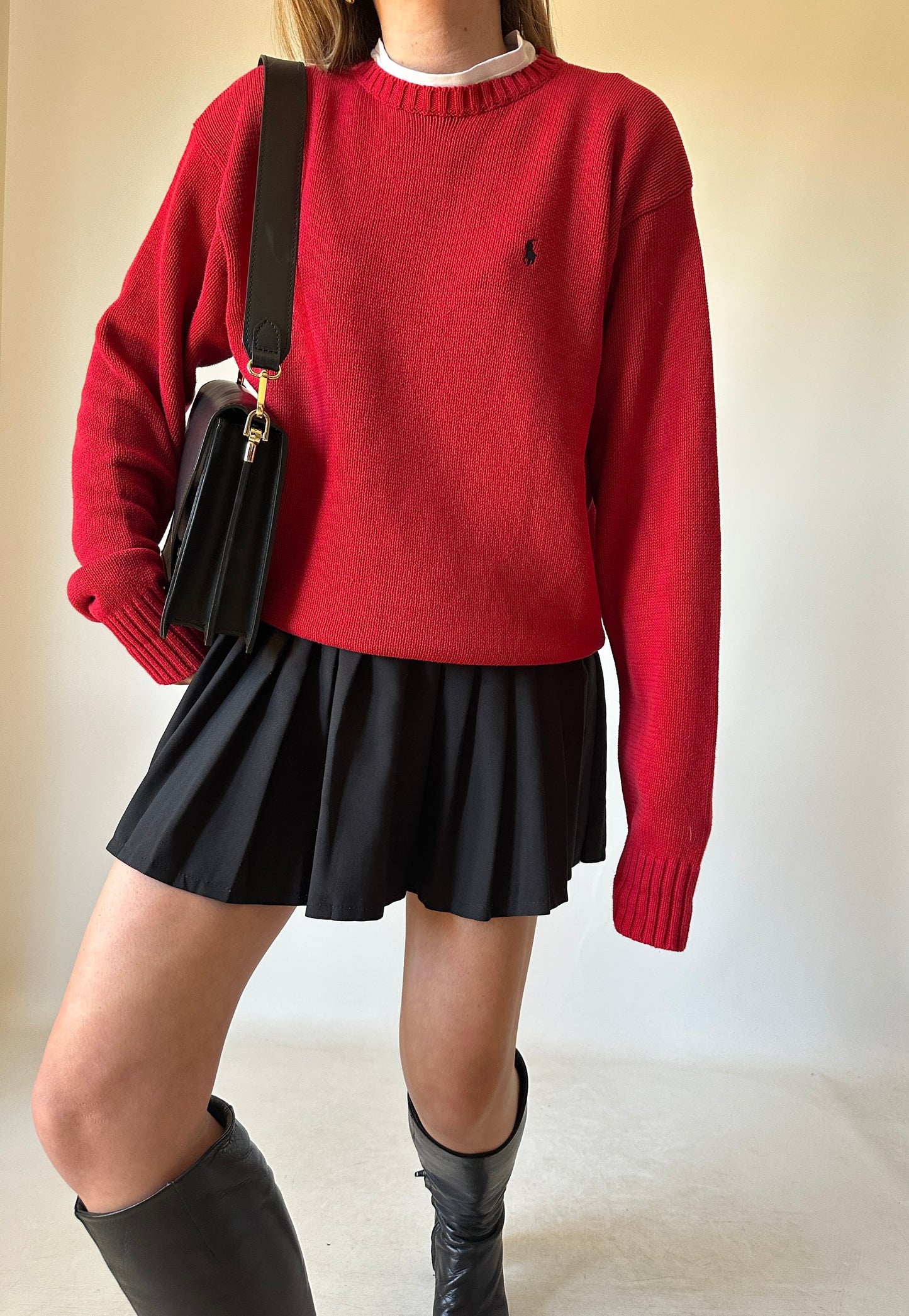 RALPH LAUREN red cotton sweater