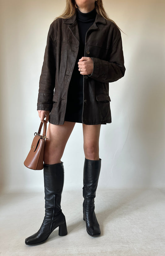 Giaccone in pelle cioccolato