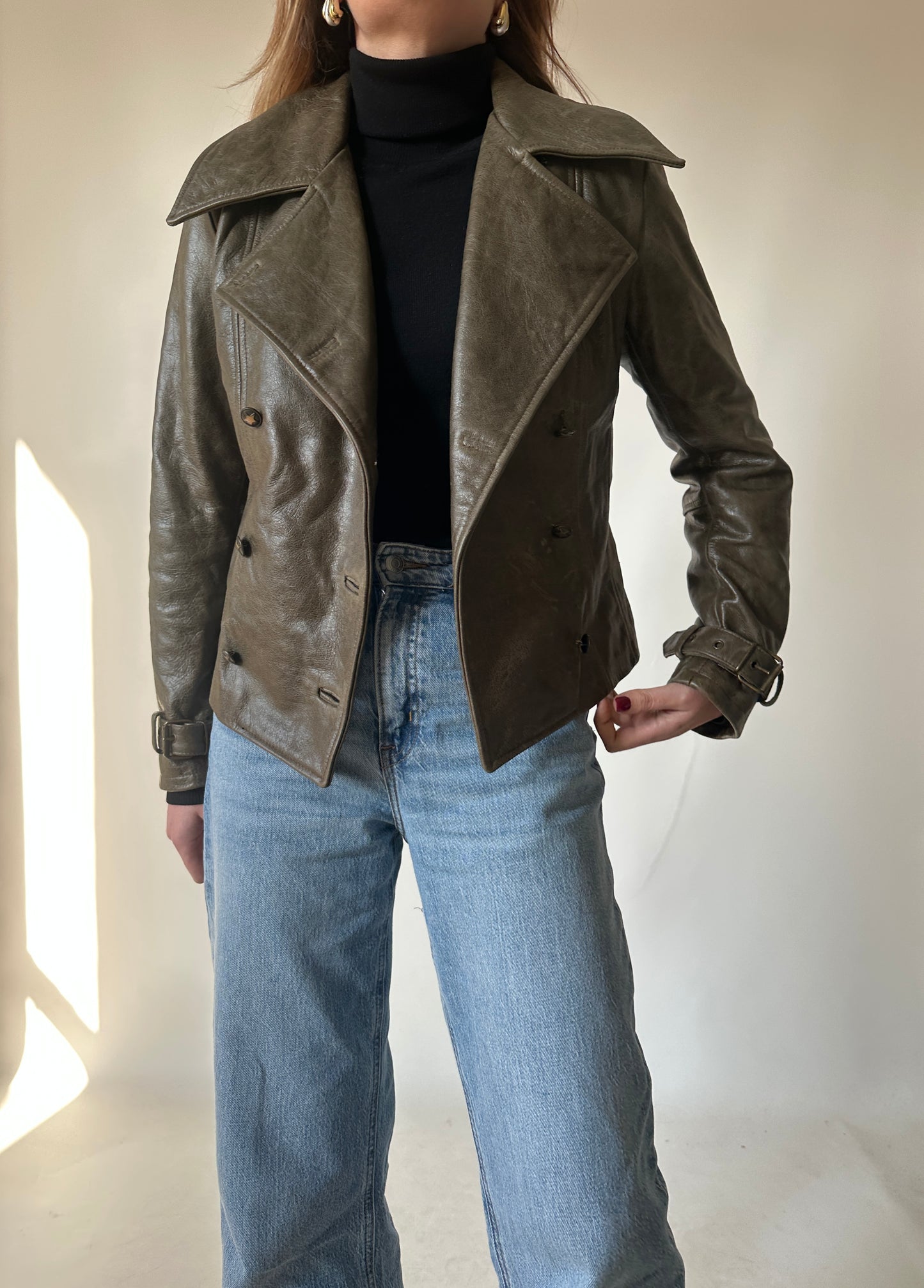 Giacca in pelle verdone