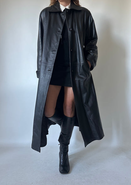 Extra long leather coat - new deadstock