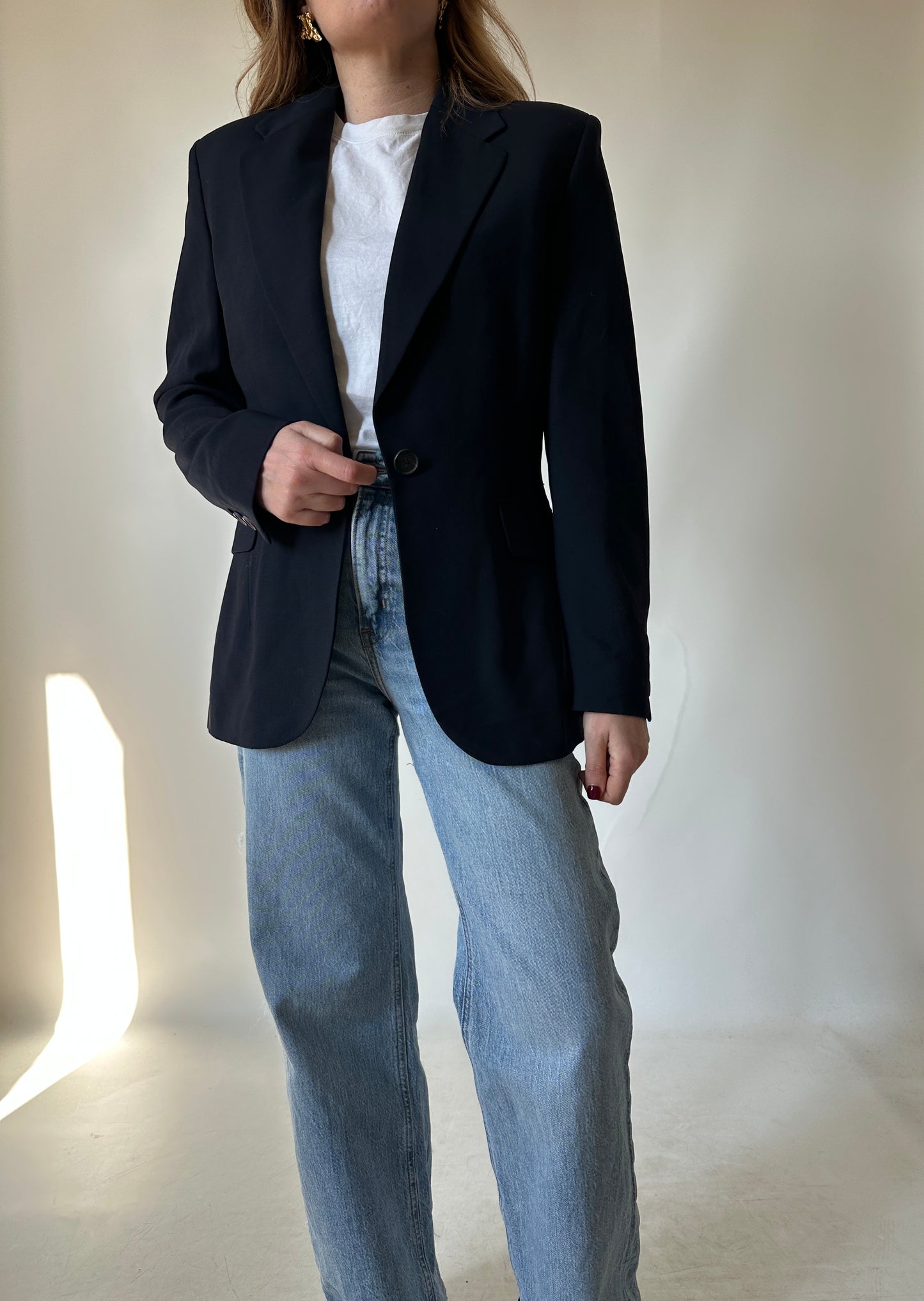Pure wool slim black blazer