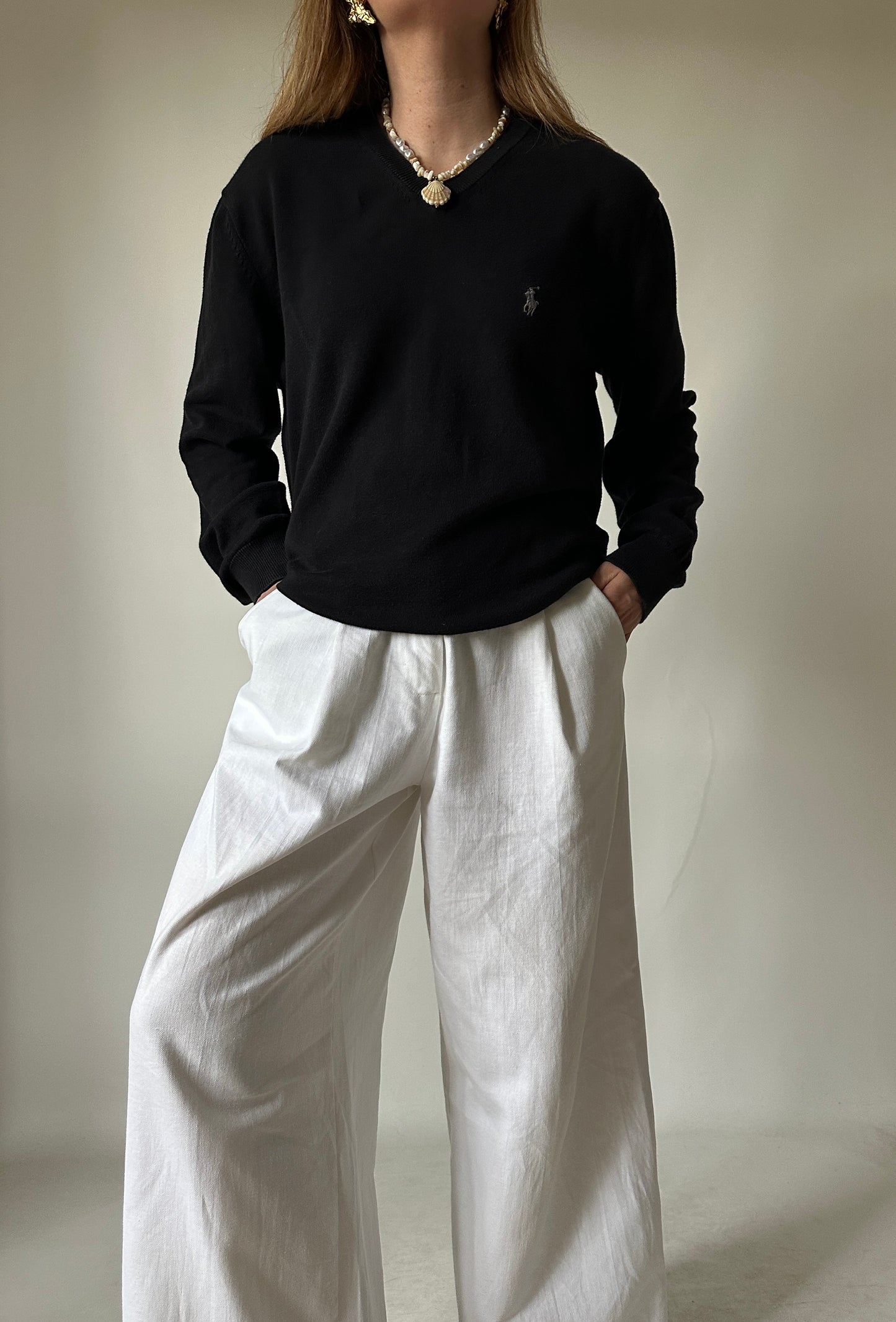 RALPH LAUREN black cotton sweater