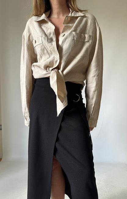 Pure 100% linen sahariana shirt