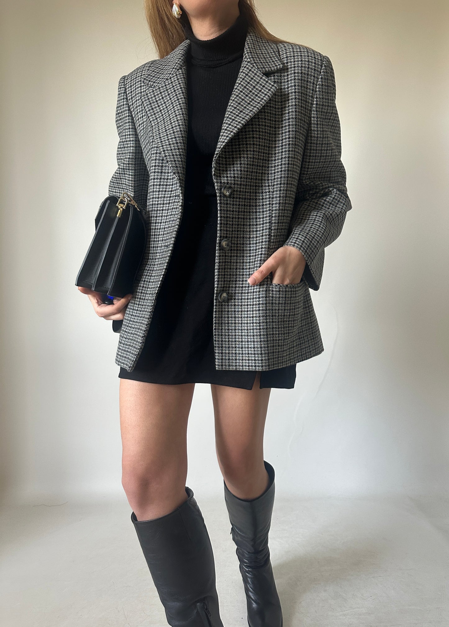 Pied de poule grey wool blazer