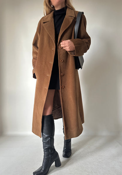 Extra long wool and cachemire camel coat