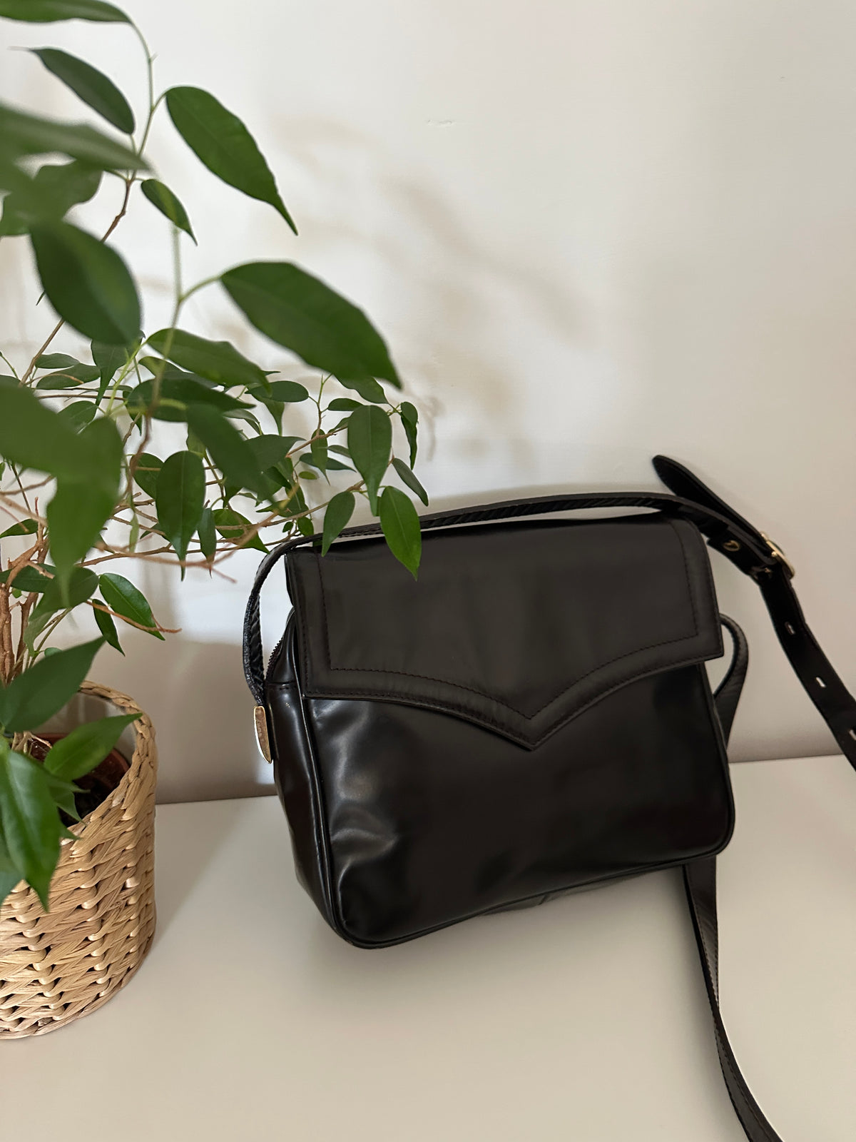 Minimal chocolate leather bag