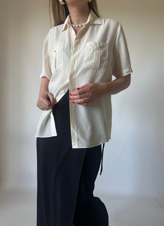 Cream pure silk shirt