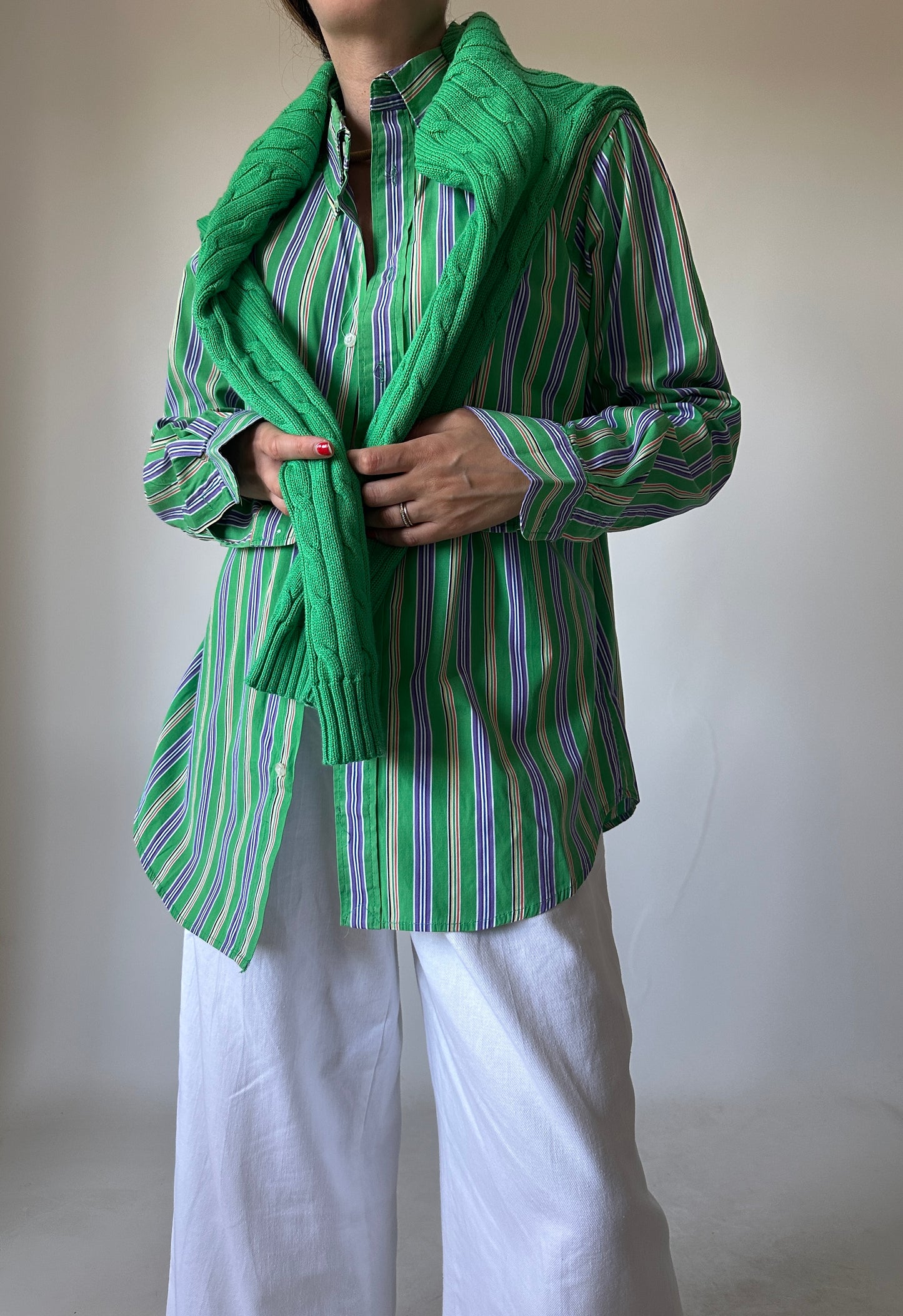 RALPH LAUREN striped green shirt