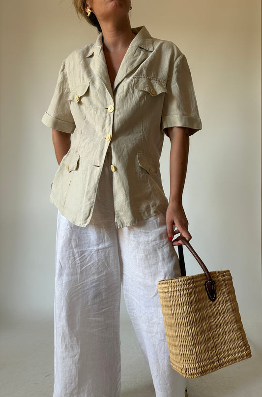 Pure 100% linen sahariana shirt