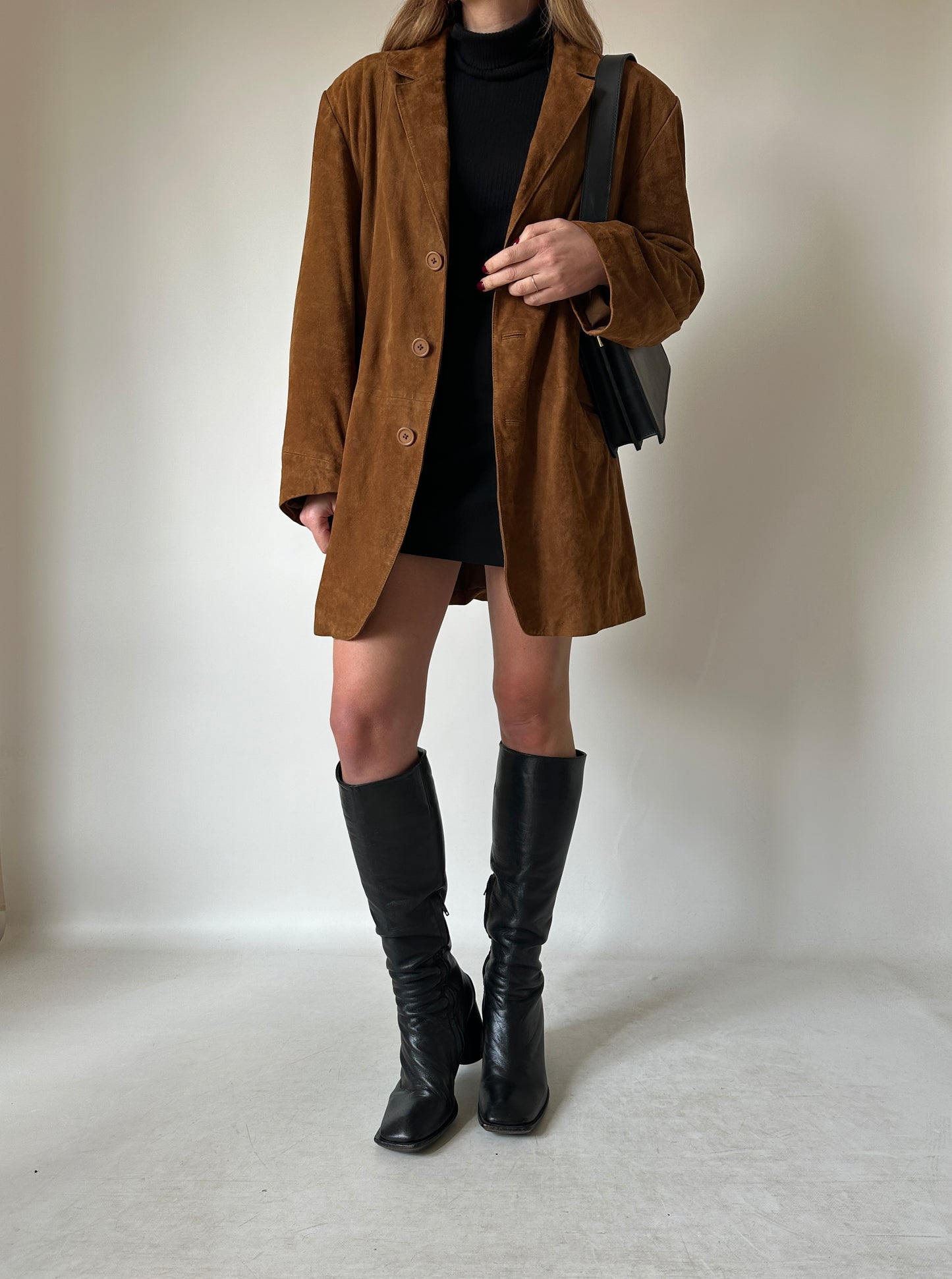Brown real leather suede jacket