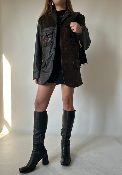 Chocolate brown and phyton utiliy jacket