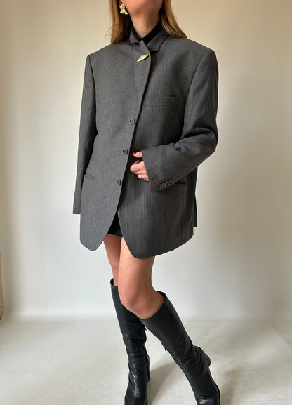 LEBOLE oversize light wool grey blazer