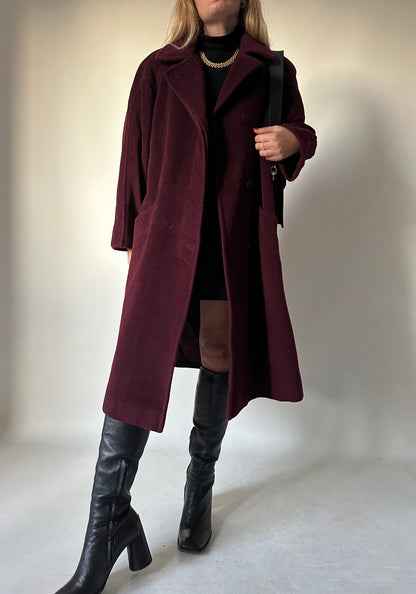 Burgundy wool and cachemire coat