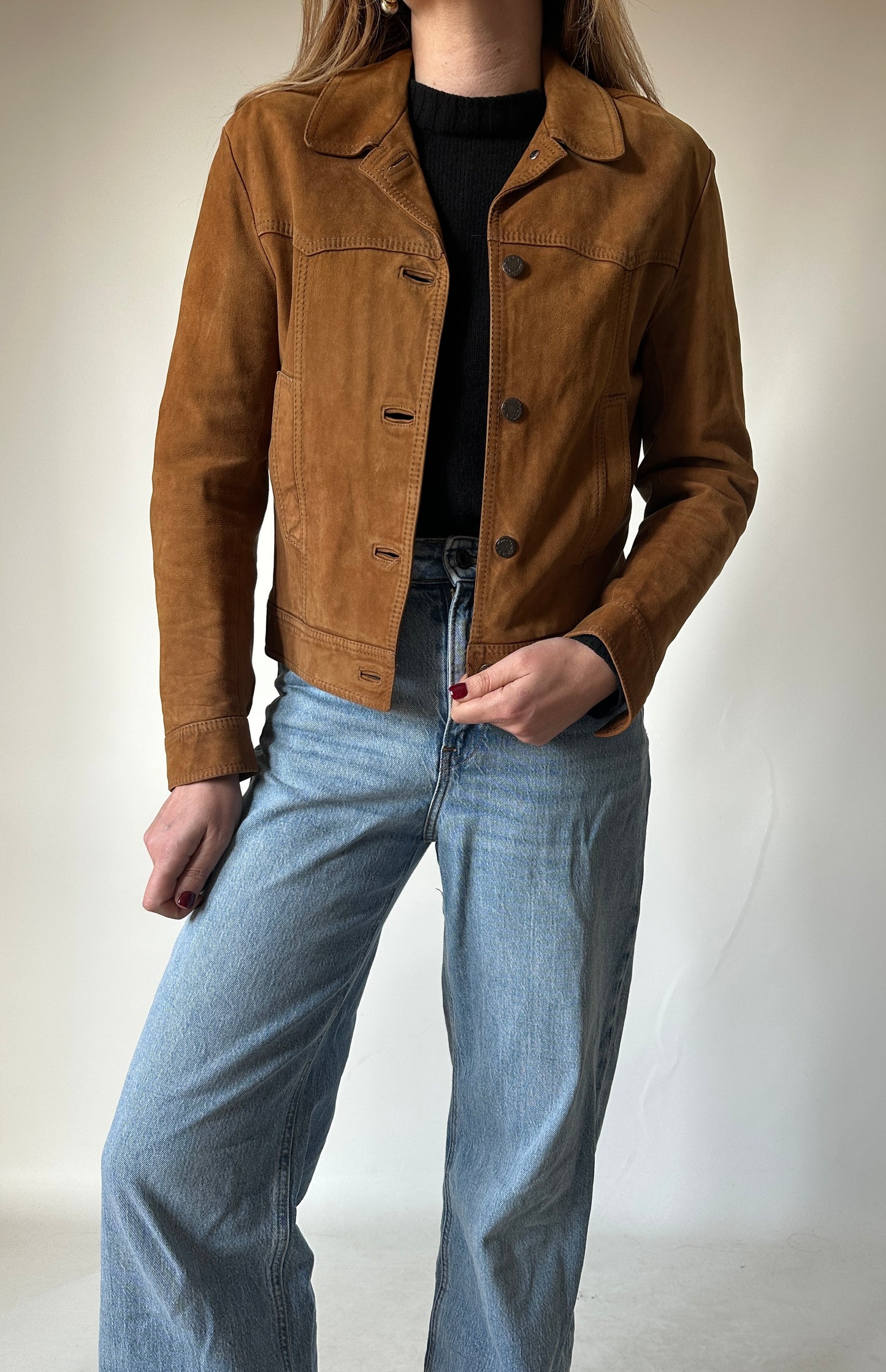 Petite suede casual jacket