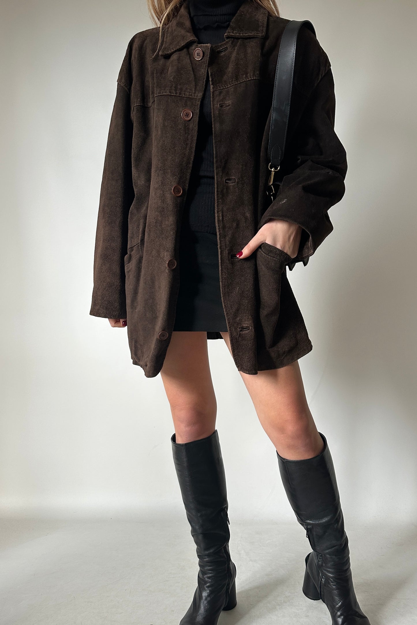 Dark chocolate real suede jacket