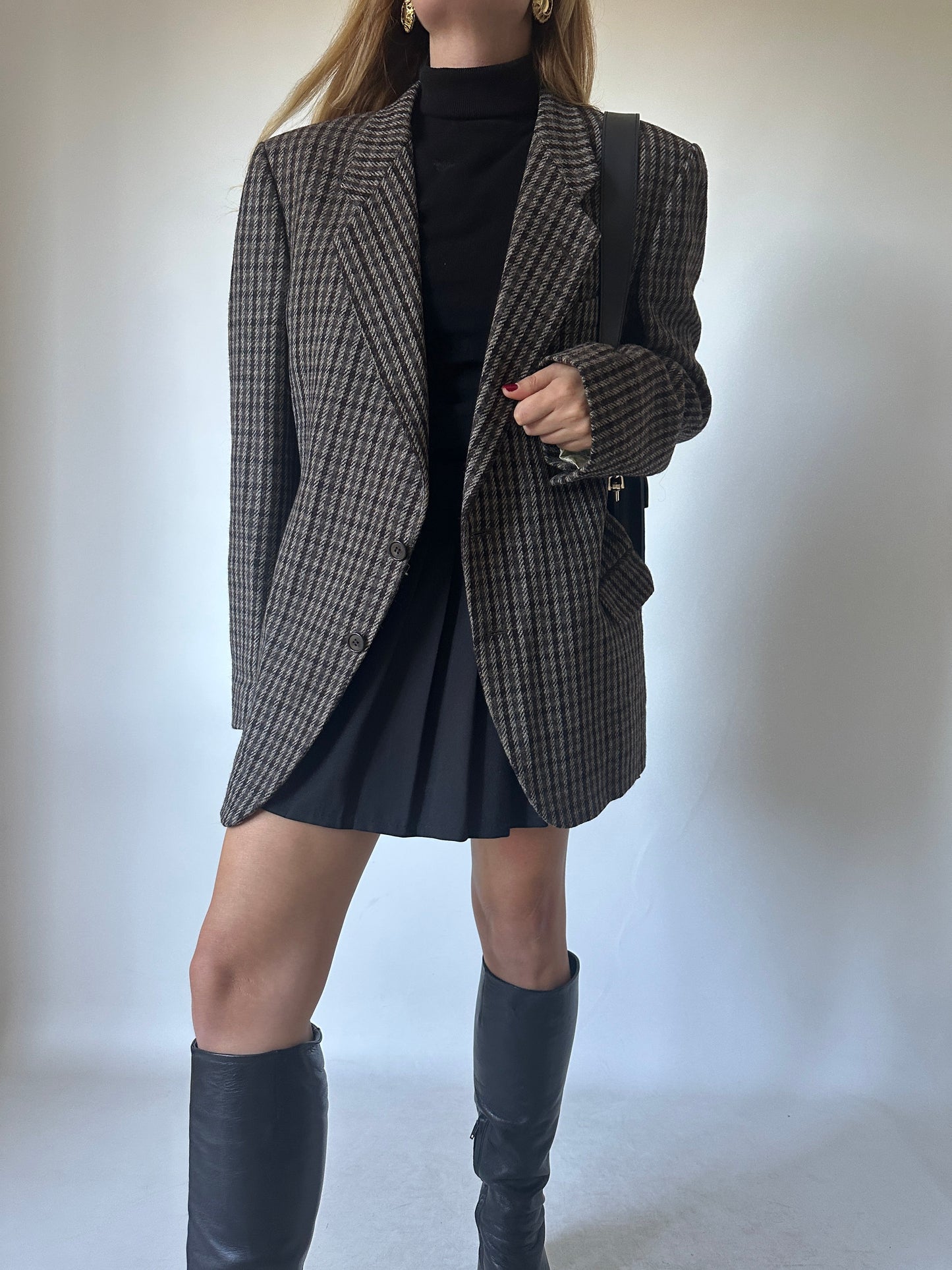 Pied de poule virgin wool brown blazer