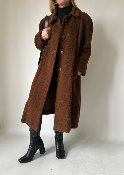 Chocolate teddy wool coat