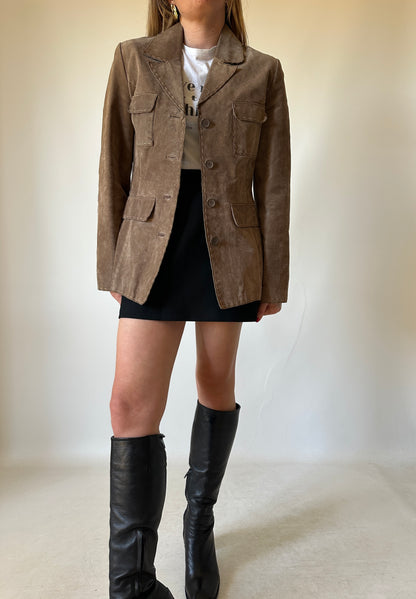 Suede slim utility jacket