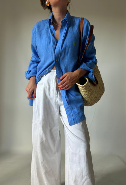 RALPH LAUREN blue linen shirt