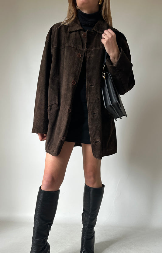 Dark chocolate real suede jacket