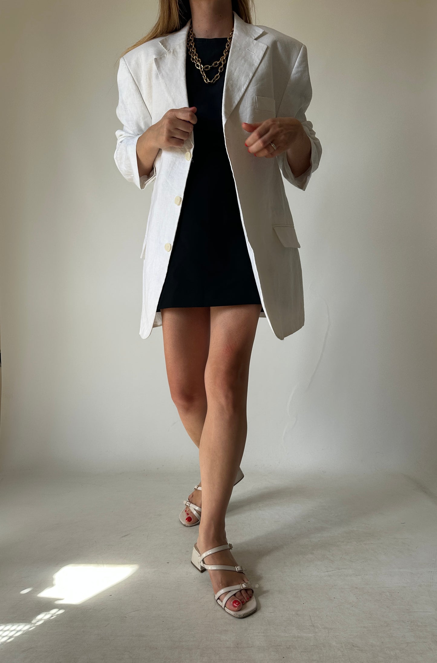 Blazer over in lino bianco chic