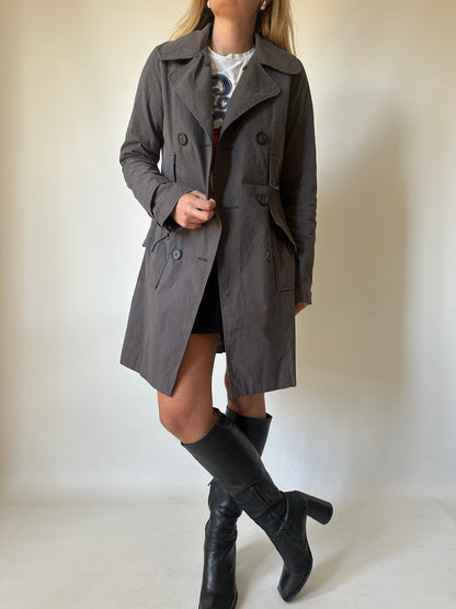 Grey slim cotton trench