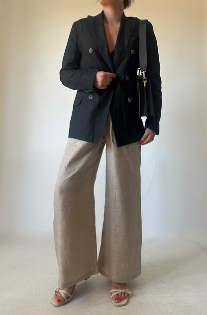 Blazer petite in lino nero