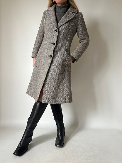 Herringbone tailored petite coat