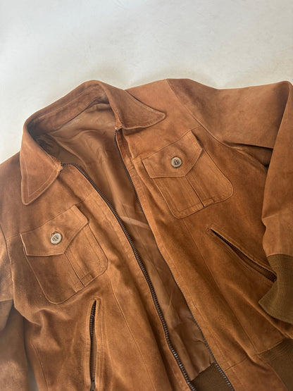 Chocolate petite suede bomber