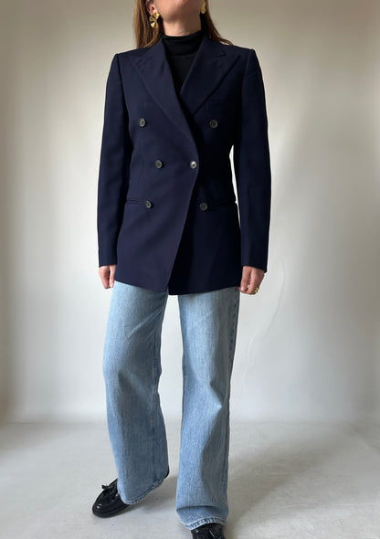 Double-breast virgin wool petite blazer